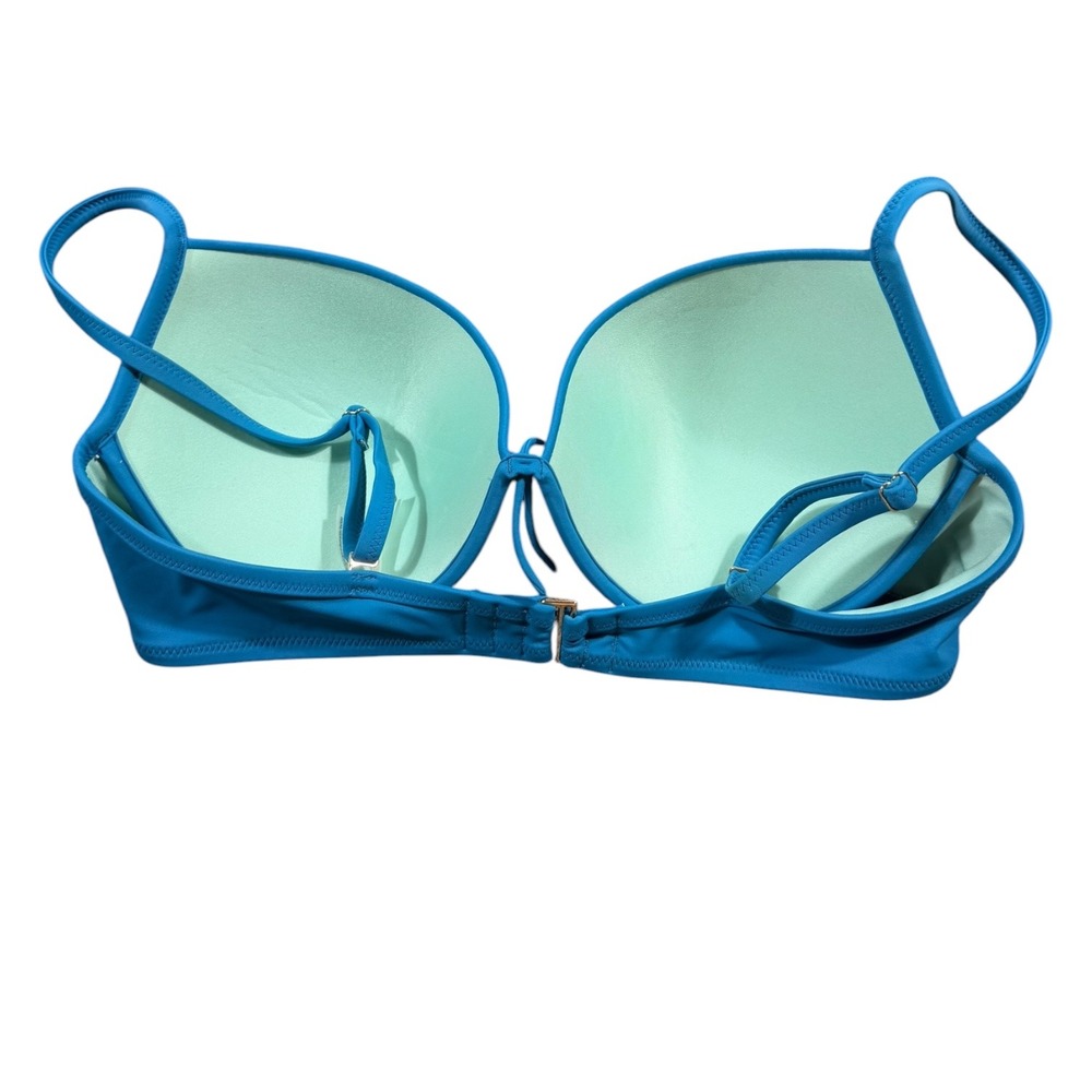 Victoria's Secret Swim Bikini Top Womens 38D Blue Push Up Tie Front Swimwear NWT - Picture 2 of 10